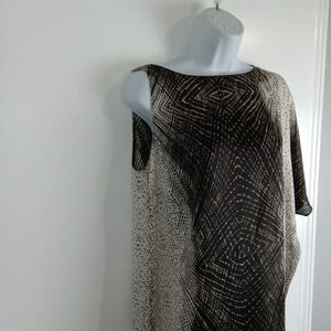 Michael Kors Dress Womens Medium Brown Beige Asymmetrical Sheath Geometric Print